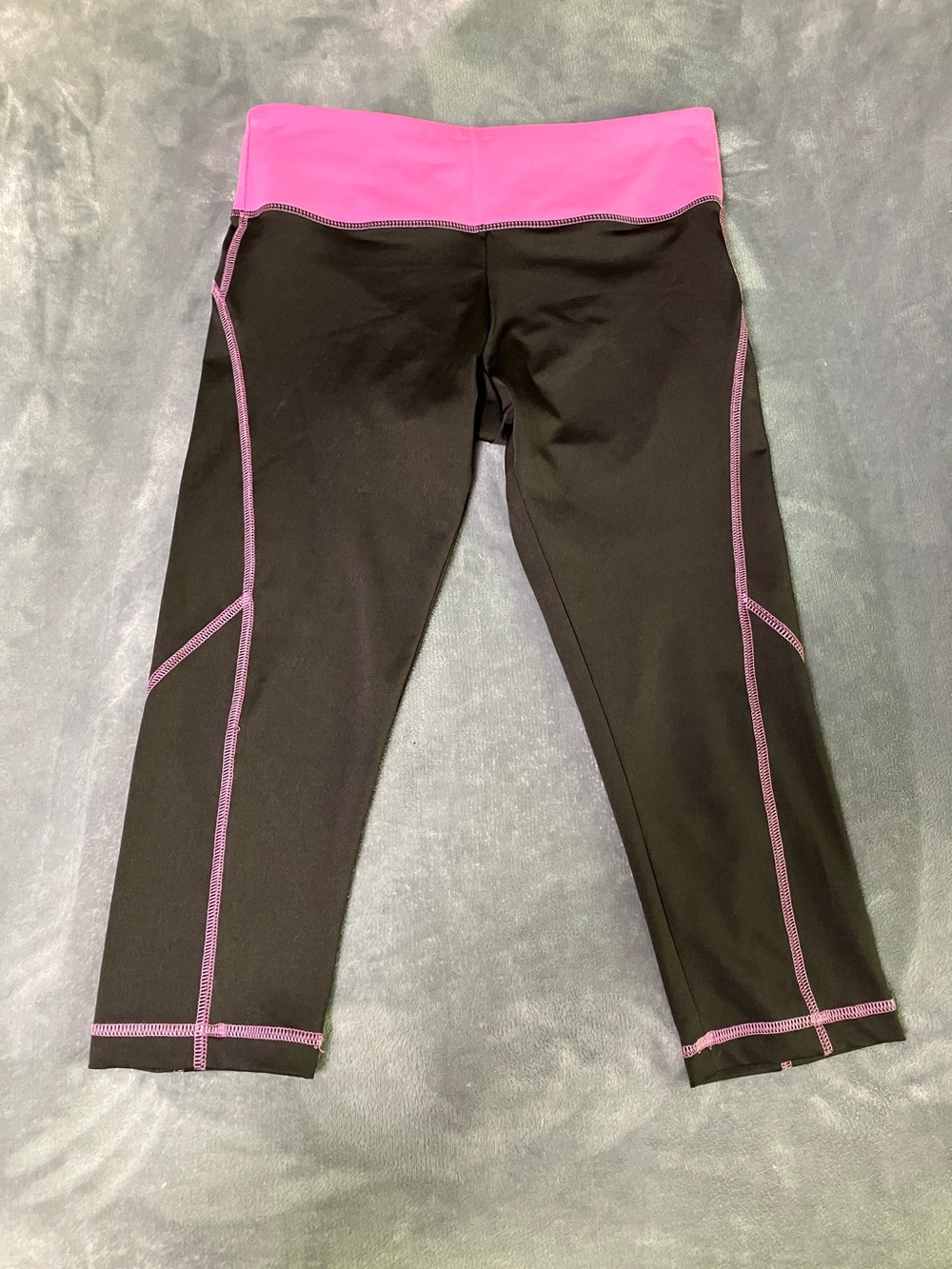 Marika Black Capri Leggings with Hot Pink Waistband
